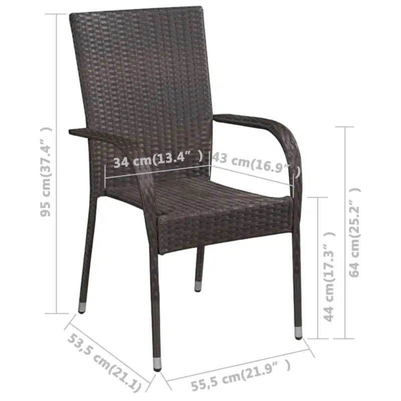 Bruin materiaal tuinset met gepoedercoat staal en weerbestendig PE-rattan - Bruin - Tuinsets