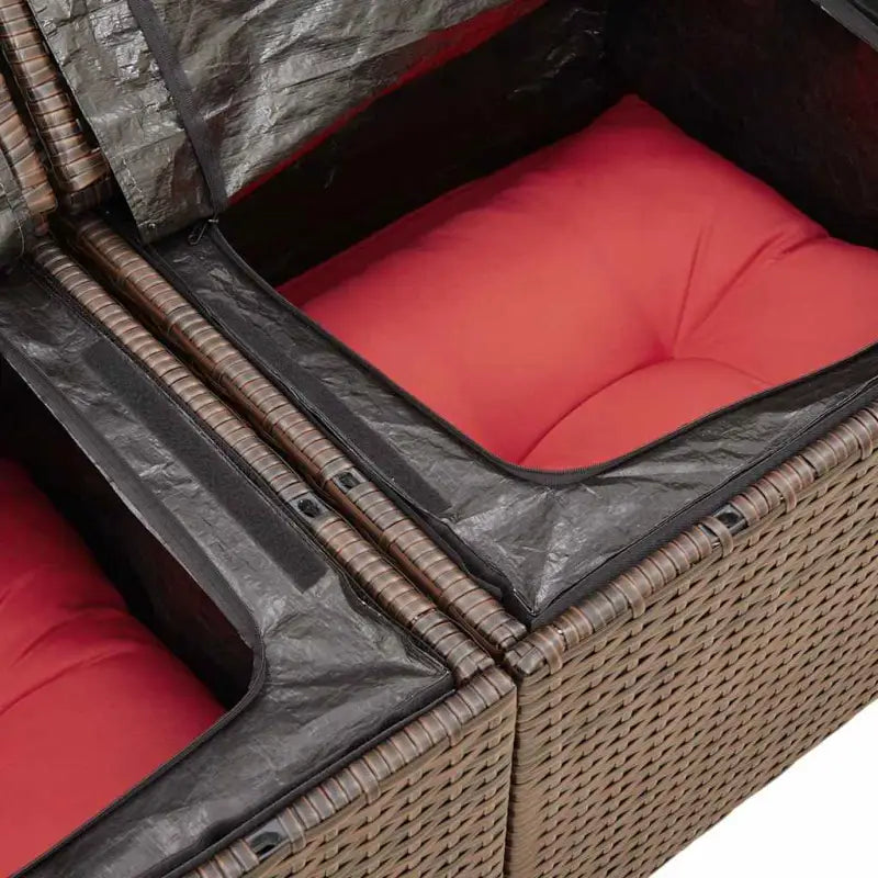 Bruine loungeset met gepoedercoat staal en waterdichte tas voor buiten - Bruin / met opbergruimte - Tuinsets