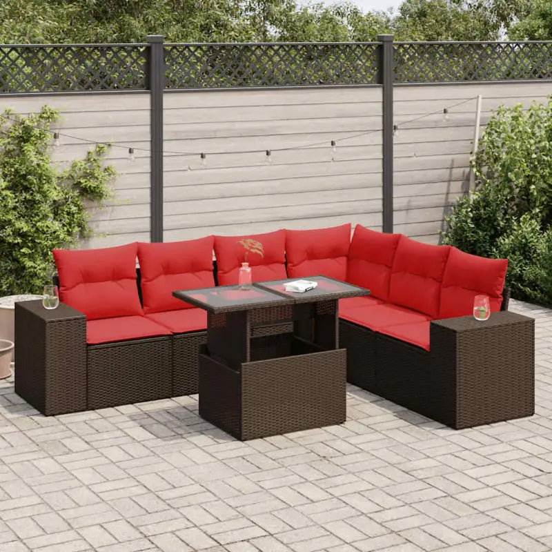 Bruine loungeset met gepoedercoat staal en waterdichte tas voor buitengebruik - Bruin / met opbergruimte - Tuinsets