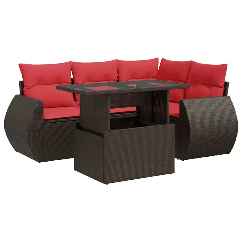 Bruine loungeset met gepoedercoat staal en waterdichte tas voor buiten - Bruin / met opbergruimte - Tuinsets