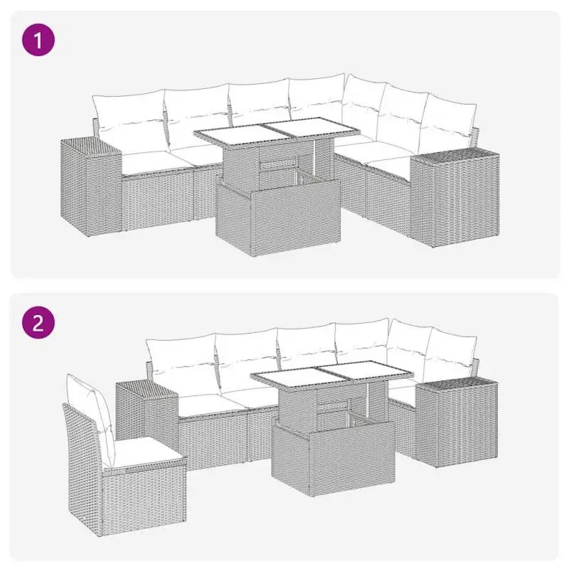Bruine loungeset met gepoedercoat staal en waterdichte tas voor buitengebruik - Bruin / met opbergruimte - Tuinsets