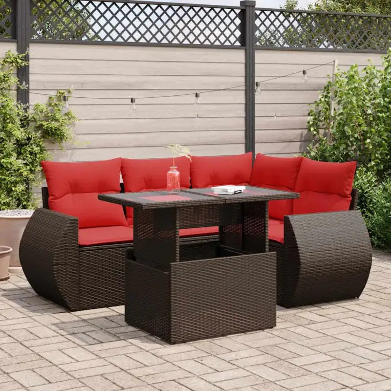 Bruine loungeset met gepoedercoat staal en waterdichte tas voor buiten - Bruin / met opbergruimte - Tuinsets