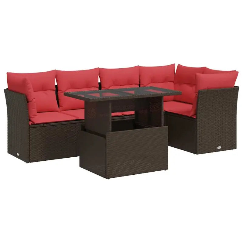 Bruine loungeset met gepoedercoat staal en waterdichte tas voor buiten - Bruin / met opbergruimte - Tuinsets