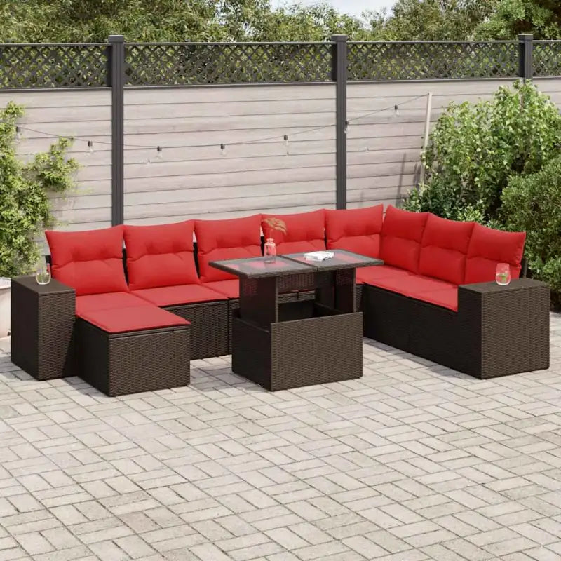 Bruine loungeset met gepoedercoat staal en waterdichte tas voor buiten - Bruin / met opbergruimte - Tuinsets