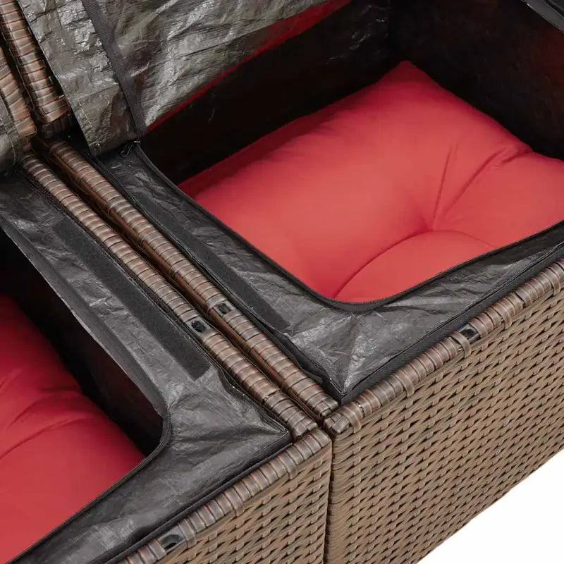 Bruine loungeset met gepoedercoat staal en waterdichte tas voor buitengebruik - Bruin / met opbergruimte - Tuinsets
