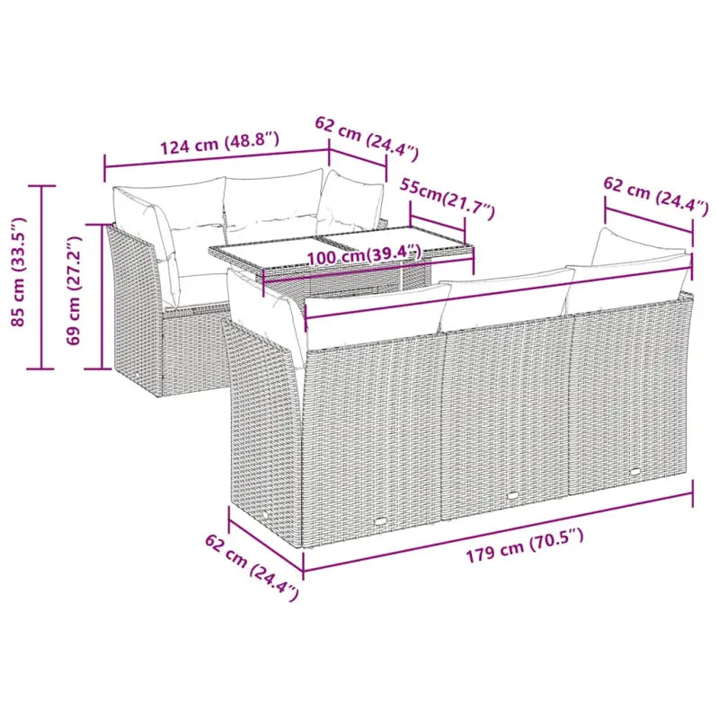 Bruine loungeset met gepoedercoat staal en waterdichte tas voor buiten - Tuinsets