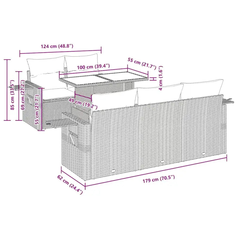 Bruine loungeset met gepoedercoat staal en waterdichte tas voor buiten genieten - Bruin - Tuinsets