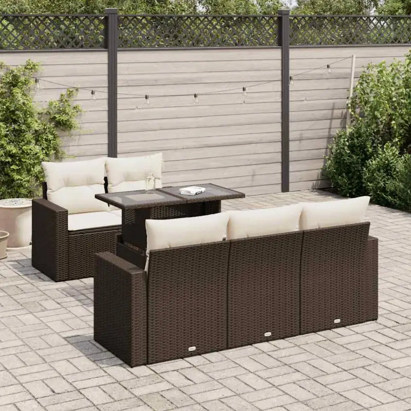 Bruine loungeset met gepoedercoat staal en waterdichte zak voor buitenplezier - Bruin en crème / met opbergruimte