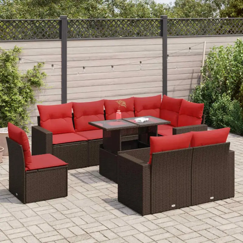 Bruine loungeset met gepoedercoated staal en waterdichte tas voor buiten - Bruin / met opbergruimte - Tuinsets