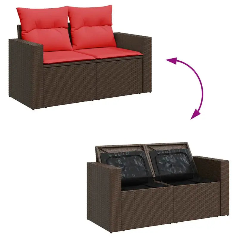 Bruine loungeset met gepoedercoated staal en waterdichte tas voor buiten - Bruin / met opbergruimte - Tuinsets