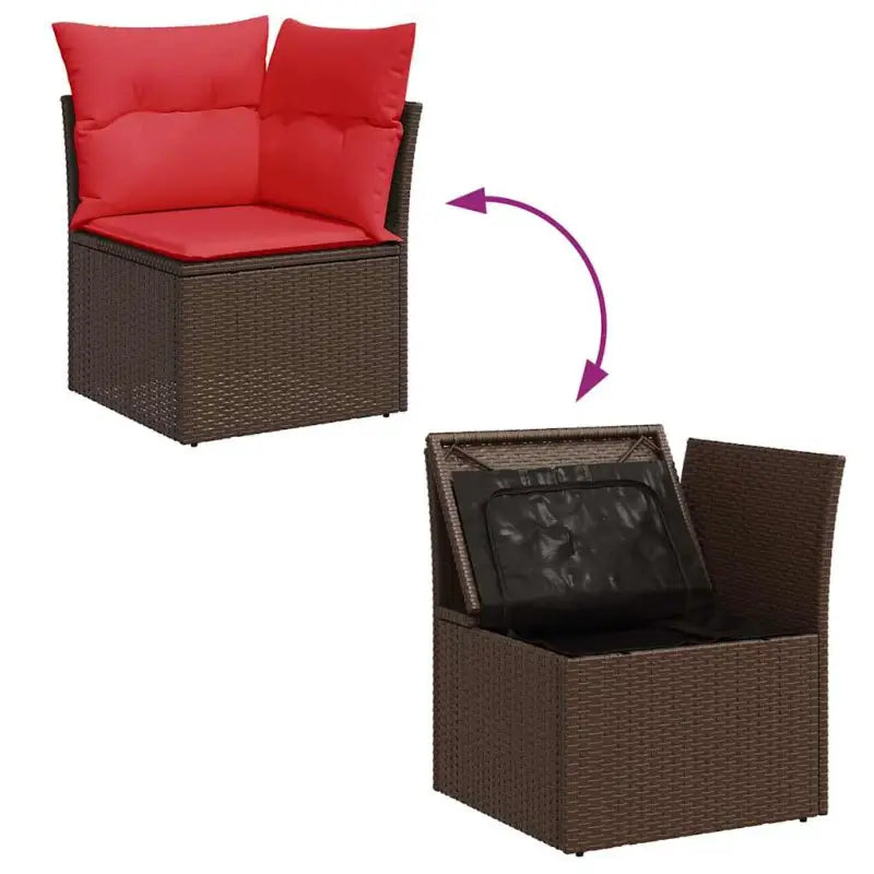 Bruine loungeset met gepoedercoated staal en waterdichte tas voor buiten - Bruin / met opbergruimte - Tuinsets