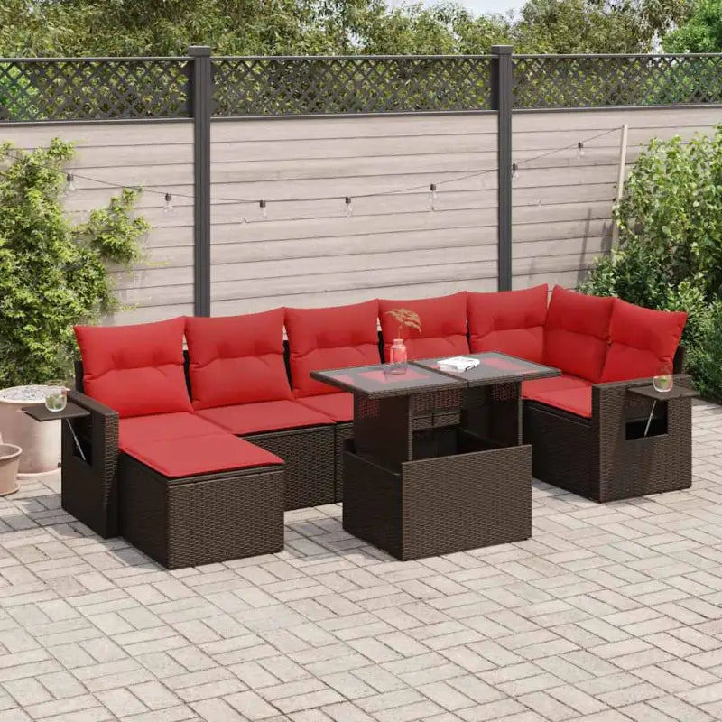 Bruine loungeset met waterdichte tas en gepoedercoat staal voor buiten - Bruin / met opbergruimte - Tuinsets