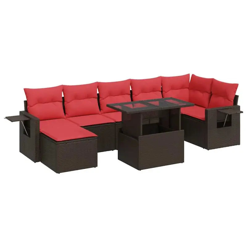 Bruine loungeset met waterdichte tas en gepoedercoat staal voor buiten - Bruin / met opbergruimte - Tuinsets