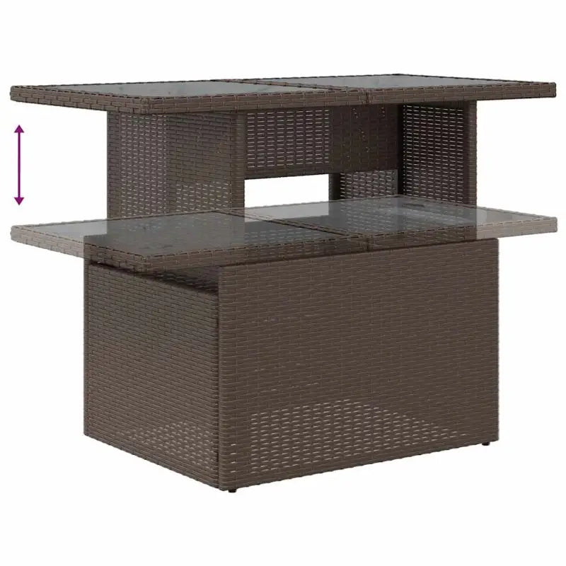 Bruine loungeset met waterdichte tas en gepoedercoat staal voor buiten - Bruin / met opbergruimte - Tuinsets