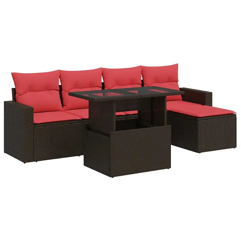 Bruine loungeset met waterdichte tas en gepoedercoat staal voor buiten - Bruin / met opbergruimte - Tuinsets