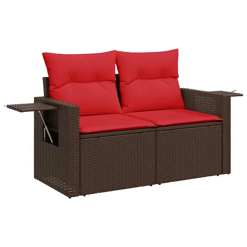 Bruine loungeset met waterdichte tas en gepoedercoat staal voor buiten - Bruin / met opbergruimte - Tuinsets
