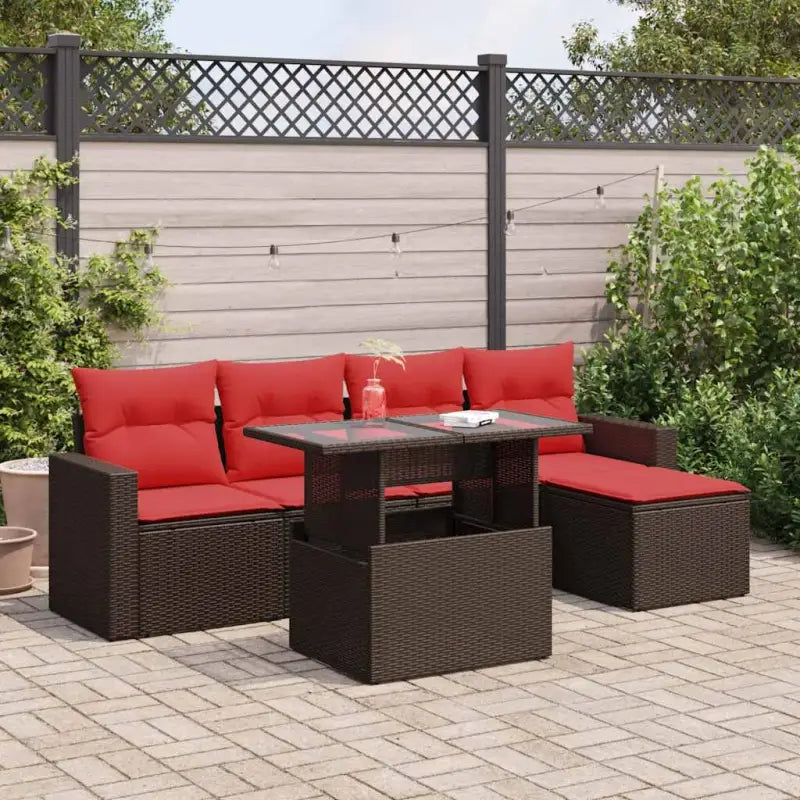 Bruine loungeset met waterdichte tas en gepoedercoat staal voor buiten - Bruin / met opbergruimte - Tuinsets
