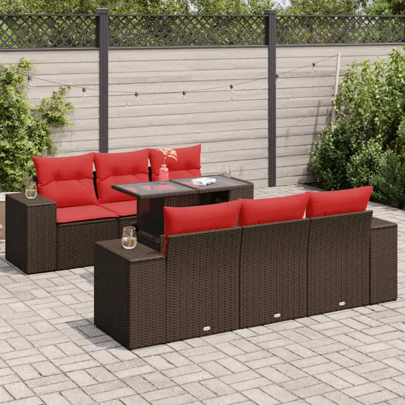Bruine loungeset met waterdichte tas en gepoedercoat staal voor buiten - Bruin - Tuinsets