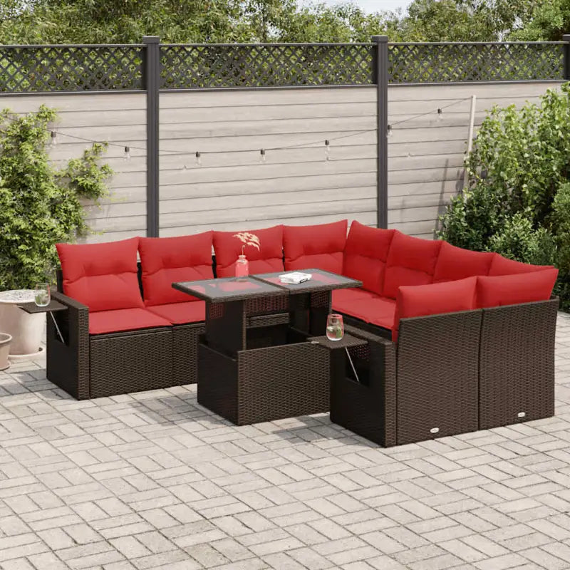 Bruine loungeset met waterdichte tas en gepoedercoat staal voor buiten - Bruin / met opbergruimte - Tuinsets