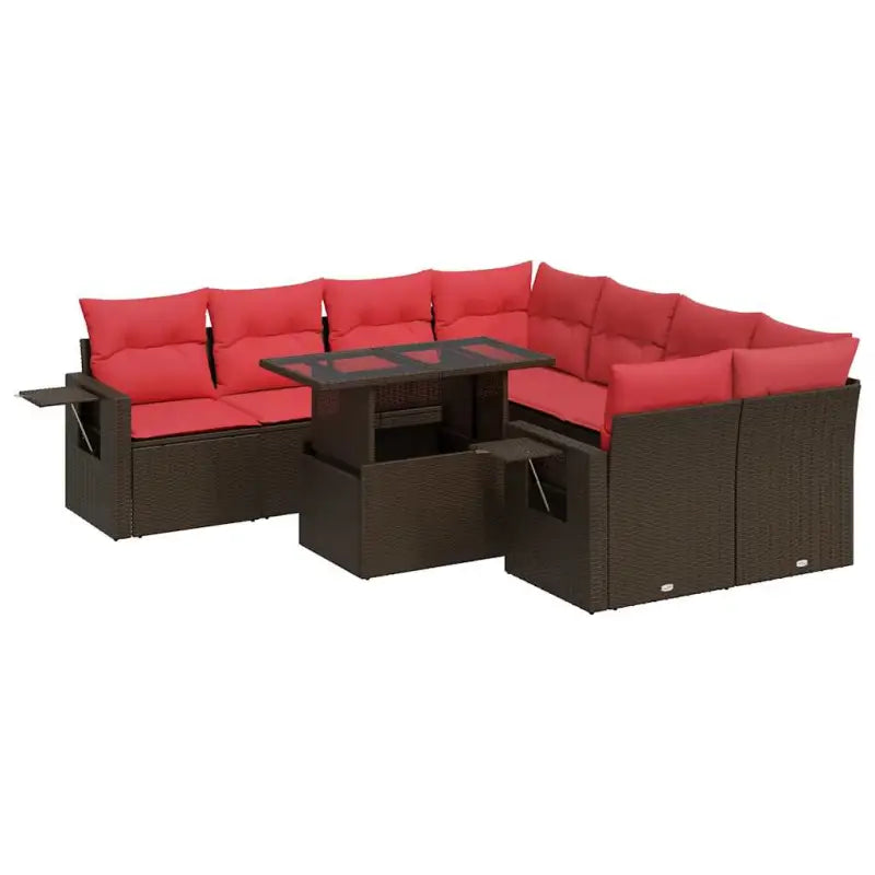 Bruine loungeset met waterdichte tas en gepoedercoat staal voor buiten - Bruin / met opbergruimte - Tuinsets