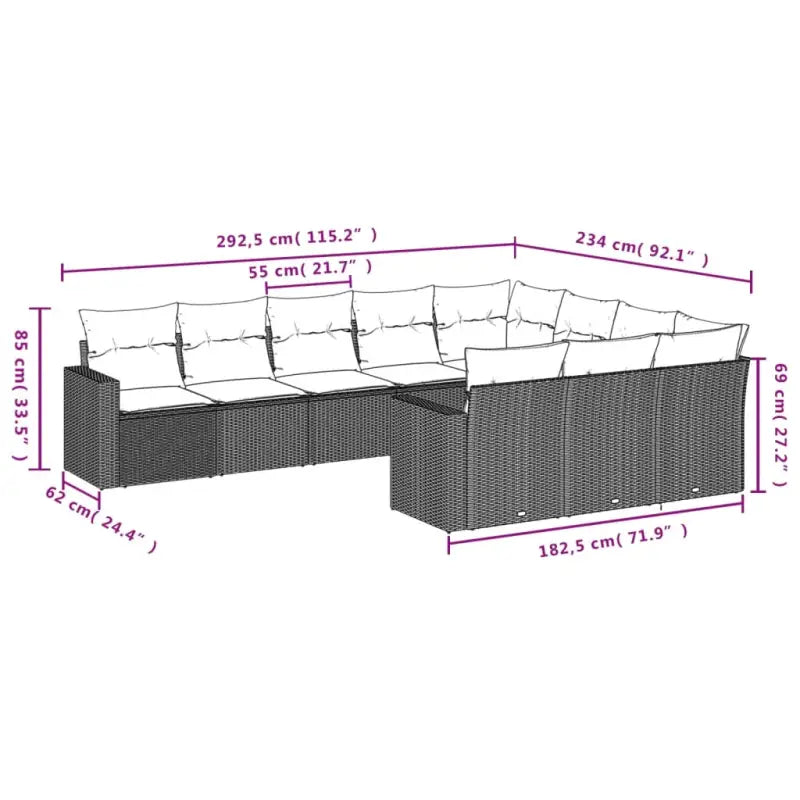 Bruine loungeset van gepoedercoat staal met comfortabele afmetingen - Tuinsets