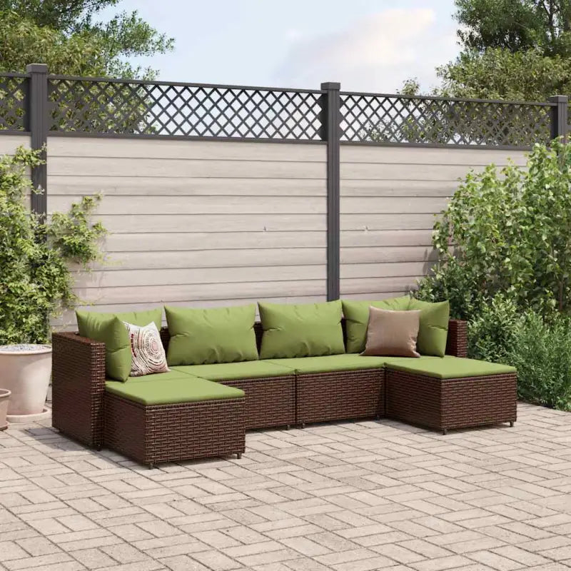 Bruine loungeset van gepoedercoat staal met ideale afmetingen voor tuin - Bruin en groen - Tuinsets