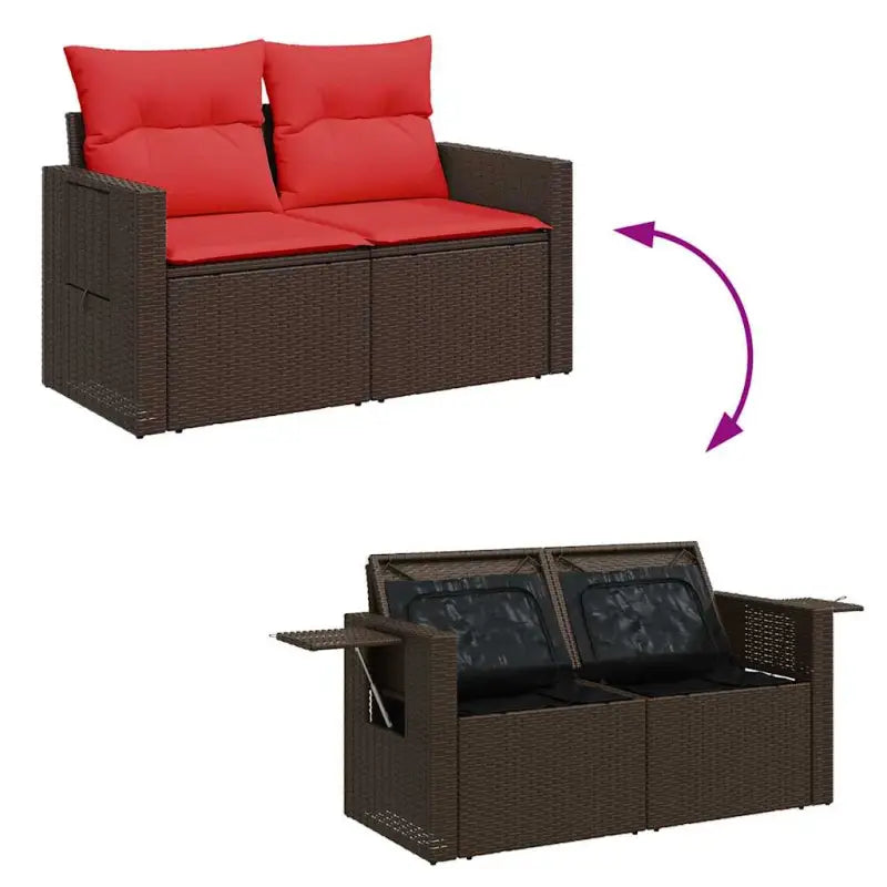 Bruine tuinset met gepoedercoat staal en waterdichte tas voor buiten genieten - Bruin / met opbergruimte - Tuinsets