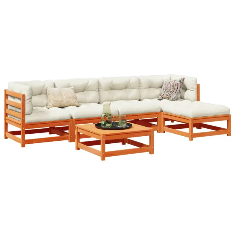 Buiten loungeset van massief Douglas vurenhout voor tuin en terras - Wasbruin / Ja - Tuinsets