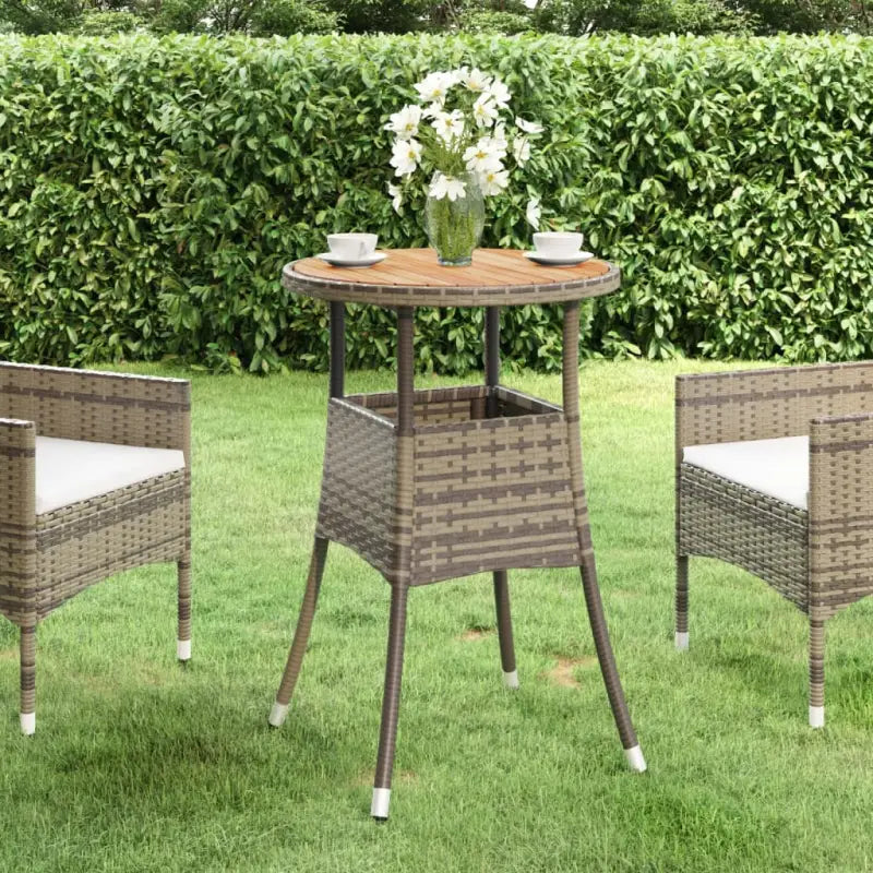 Buitentafel met poly rattan en massief acaciahout voor tuin of patio - Grijs / 1 - Tuintafels