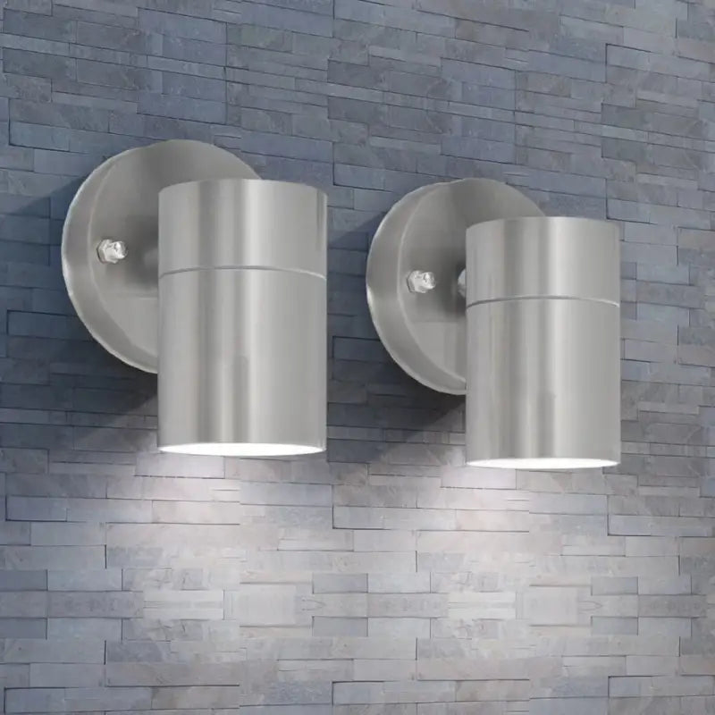Buitenverlichting Wandlampenset met roestvrij staal en helder glas levering bevat - Zilver / 2 / Licht naar beneden