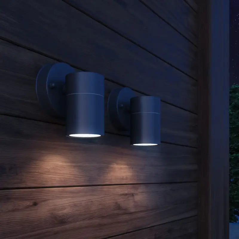 Buitenverlichting Wandlampenset met roestvrij staal en helder glas levering bevat - Zwart / 2 / Licht naar beneden
