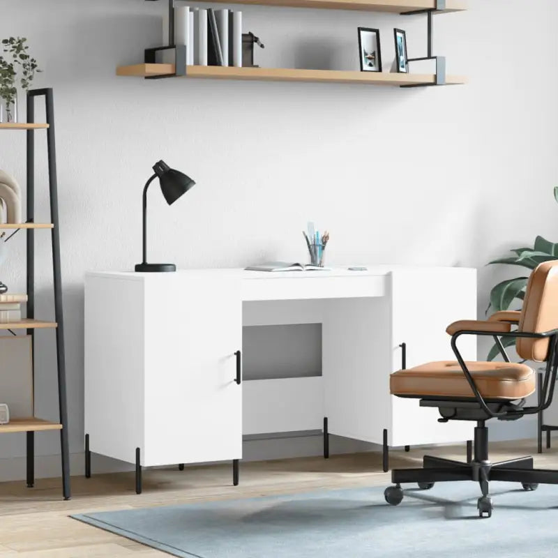Bureau in Grijs Sonoma met bewerkt hout voor een elegante werkruimte - Wit - Bureaus
