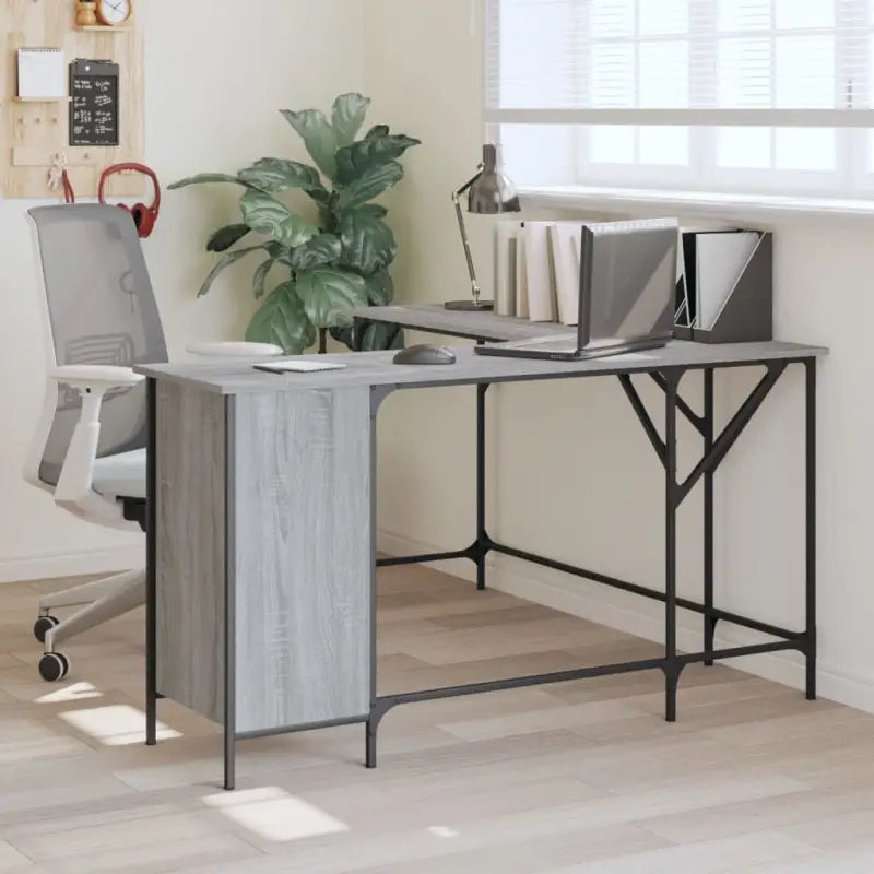 Bureau met bewerkt hout en L-vormig ontwerp voor je woonruimte - Bureaus