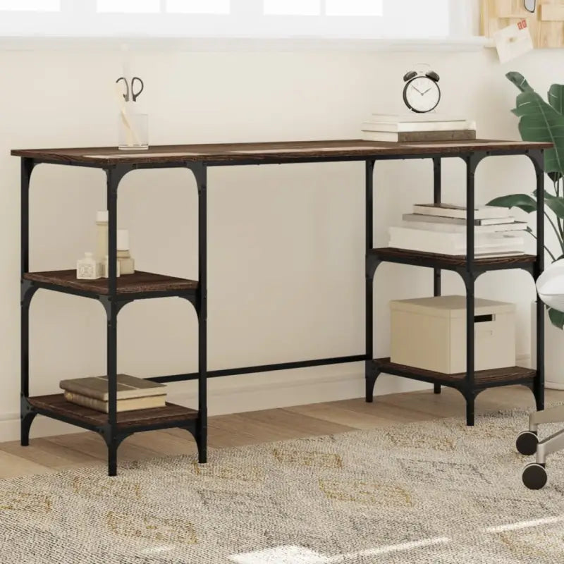 Bureau met verstelbare poten van bewerkt hout voor jouw woonruimte - bruin eikenkleur - Bureaus