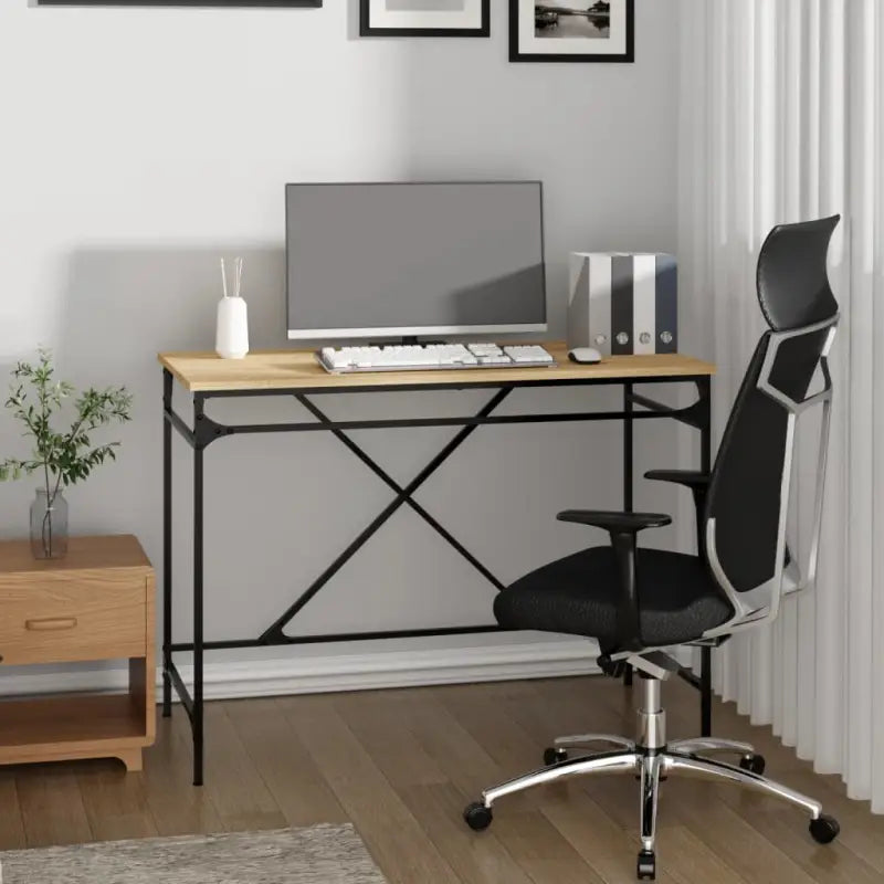 Bureau van bewerkt hout met industriële charme voor huis of kantoor - Sonoma eiken - Bureaus