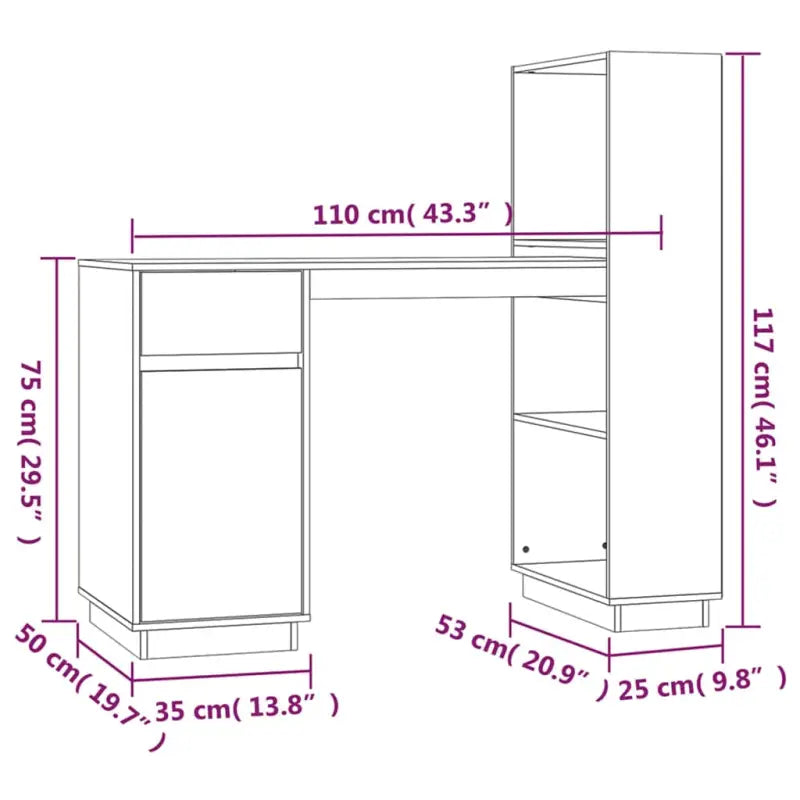 Bureau van massief grenenhout met decoratieve en praktische functies - Bureaus