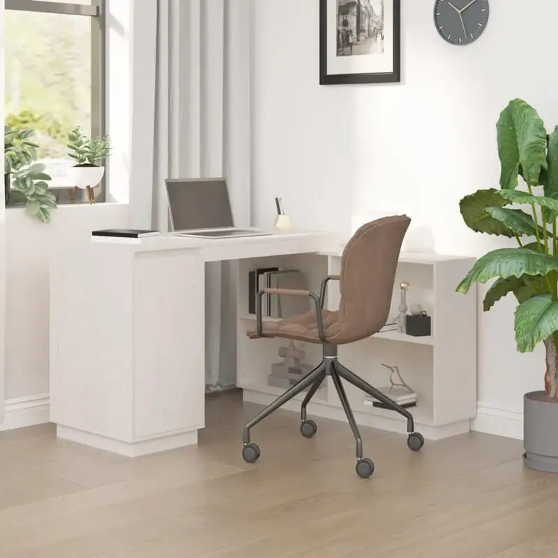 Bureau van massief grenenhout voor praktische en decoratieve ruimte - Wit - Bureaus