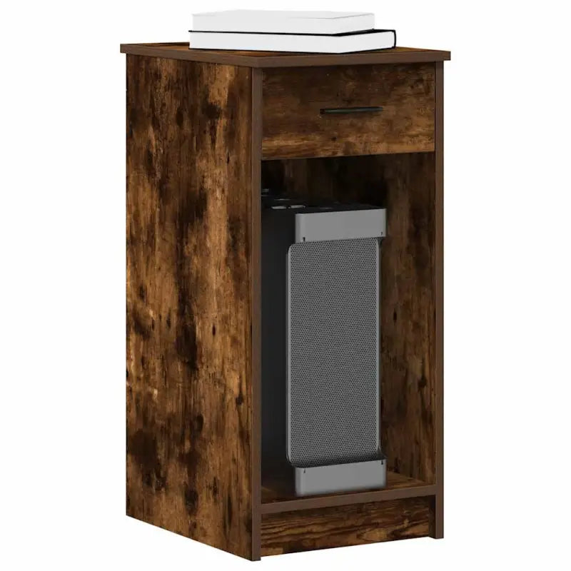 Bureau voor computertoren van bewerkt hout met opbergruimte - Gerookt eiken - Bureaus