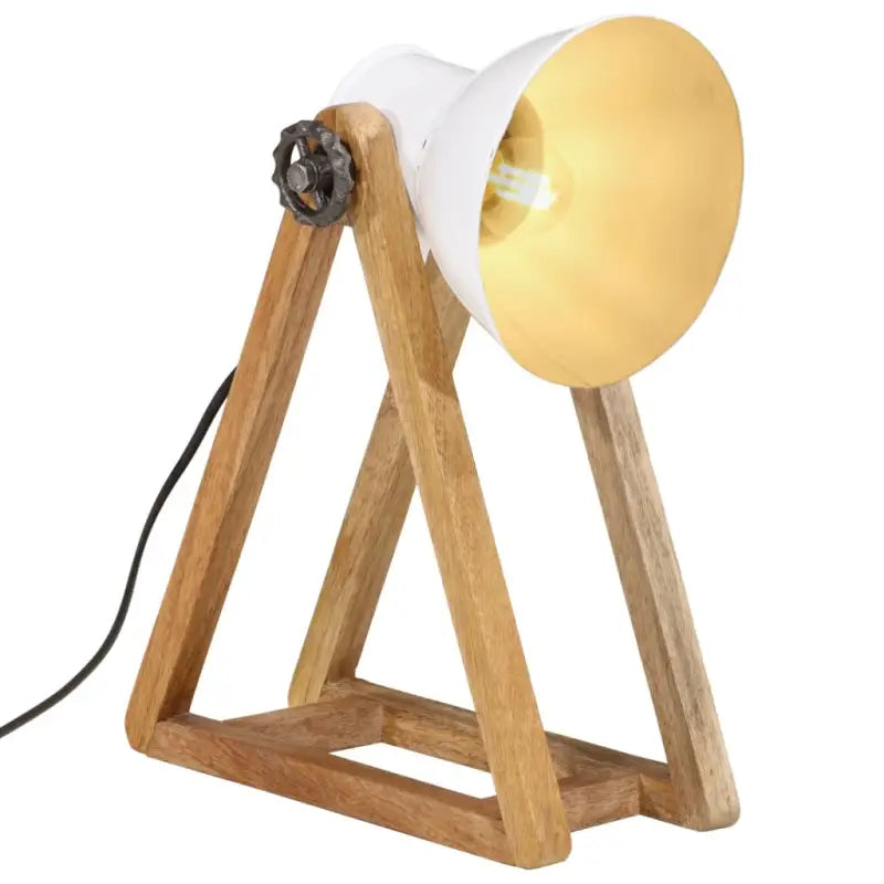 Bureaulamp met massief mangohout en e27 fitting in verweerd rood - Wit / 1 - Lampen