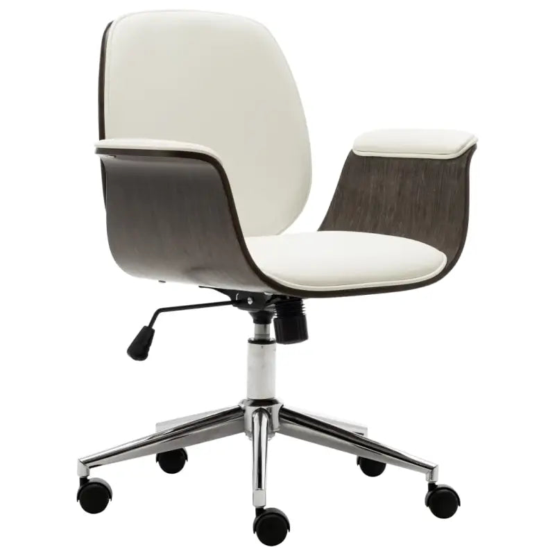 Bureaustoel met gebogen hout en eenvoudig te reinigen leer - Wit / 1 - Bureaustoelen