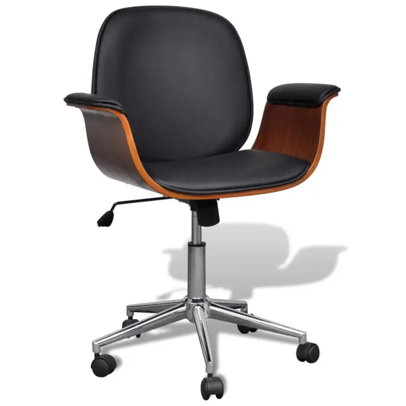 Bureaustoel met gebogen hout en eenvoudig te reinigen leer - Zwart / 1 - Bureaustoelen