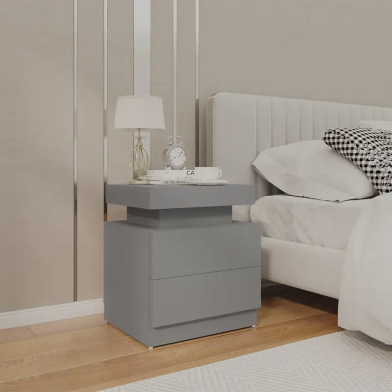 Charmant nachtkastje van bewerkt hout voor een stijlvolle uitstraling - Grijs / 1 - Nachtkastjes