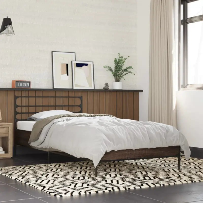 Comfortabel bedframe van bewerkt hout voor elke slaapkamer - bruin eikenkleur / 100 x 200 cm - Bedden & bedframes