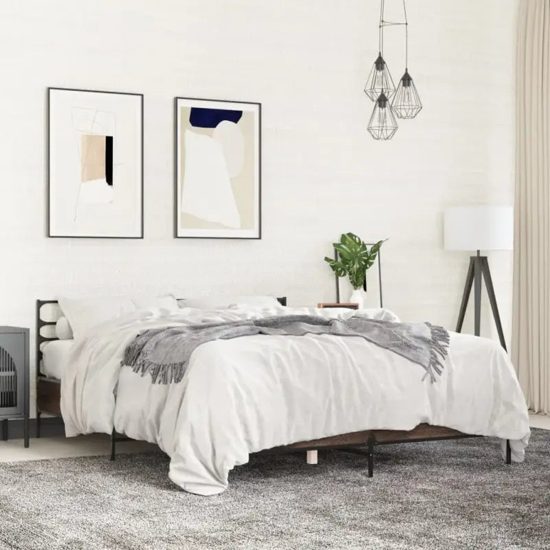 Comfortabel bedframe van bewerkt hout voor elke slaapkamer - bruin eikenkleur / 160 x 200 cm - Bedden & bedframes