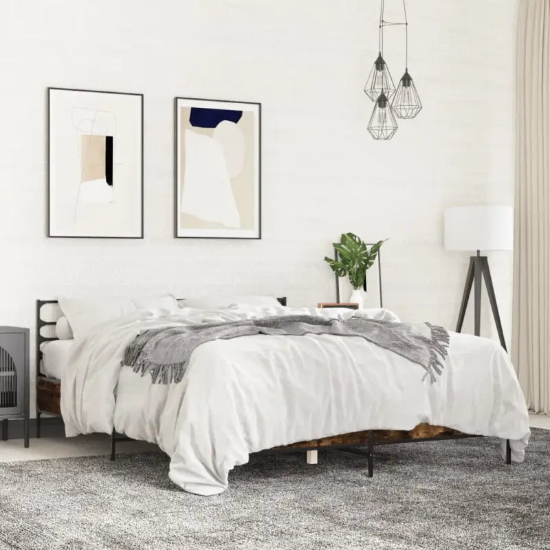 Comfortabel bedframe van bewerkt hout voor elke slaapkamer - Gerookt eiken / 150 x 200 cm - Bedden & bedframes