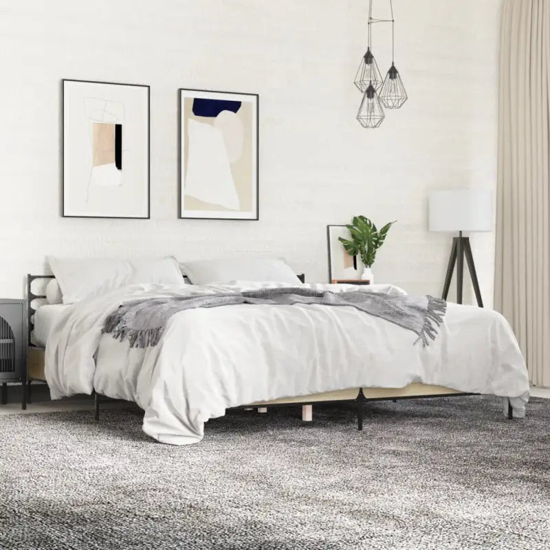 Comfortabel bedframe van bewerkt hout voor elke slaapkamer - Sonoma eiken / 200 x 200 cm - Bedden & bedframes