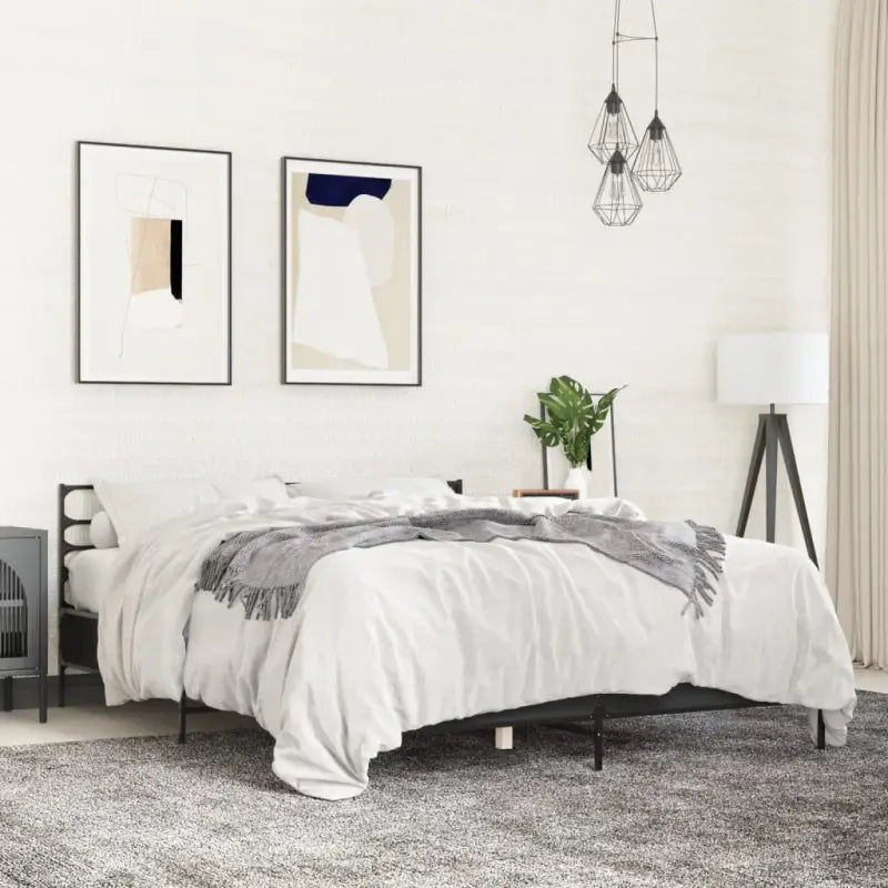Comfortabel bedframe van bewerkt hout voor elke slaapkamer - Zwart / 150 x 200 cm - Bedden & bedframes