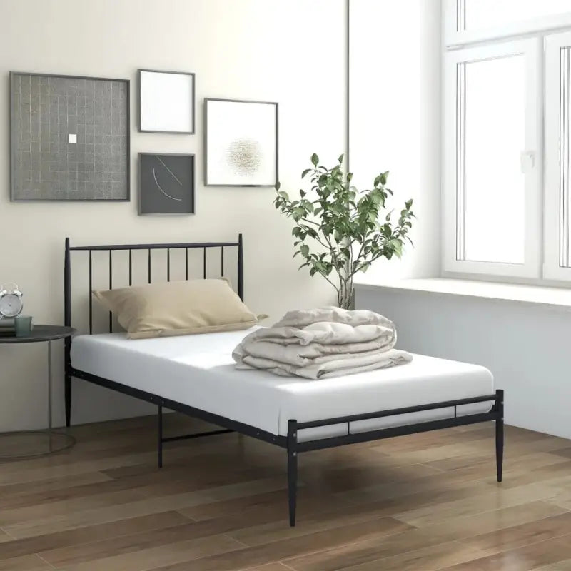 Comfortabel bedframe van gepoedercoat metaal voor een heerlijke nachtrust - Zwart / 90 x 200 cm - Bedden & bedframes