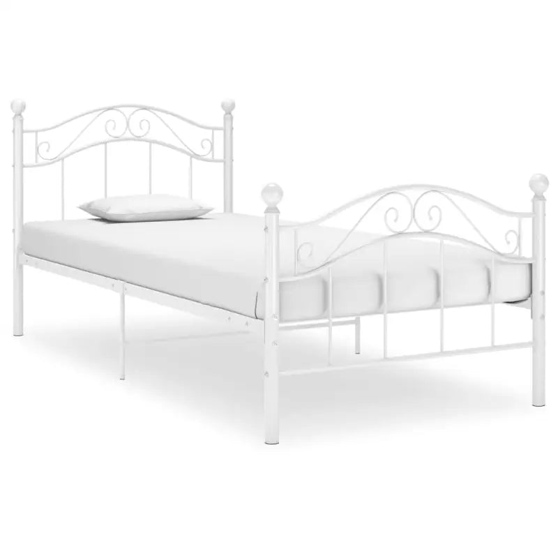 Comfortabel eenpersoonsbed met gepoedercoat metaal voor heerlijke nachtrust - Wit / 90 x 200 cm - Bedden & bedframes