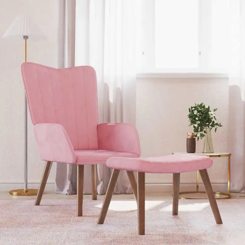 Comfortabele relaxstoel met voetenbank voor een stijlvol interieur - Roze / 1 / Met voetensteun - Fauteuils &